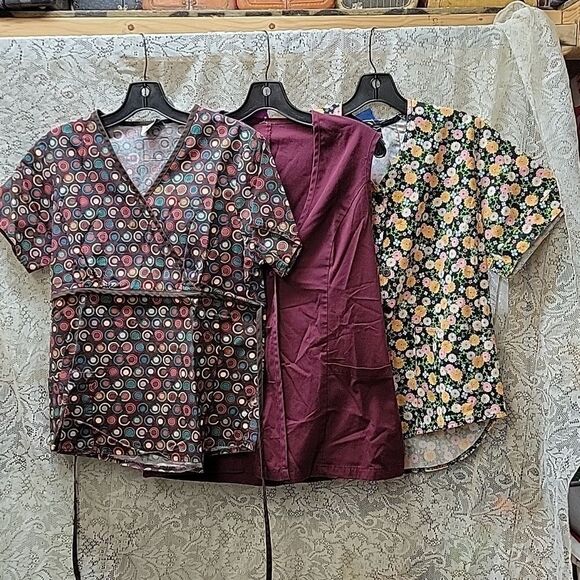 Bundle of 3 v neck scrubs tops: Sierra, & Cottonality, size Small - Picture 1 of 10